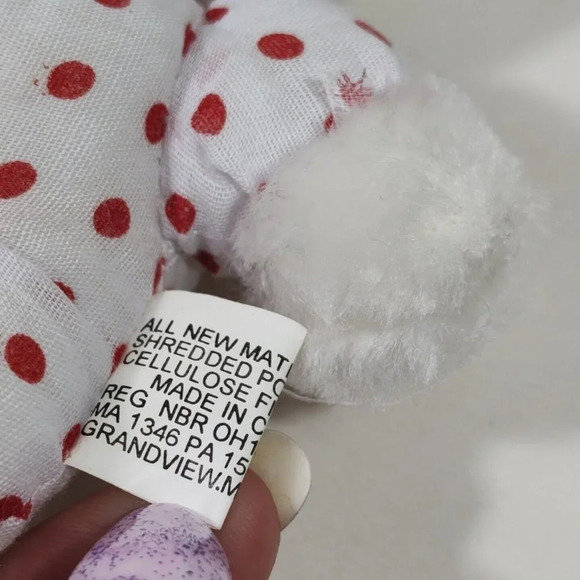 Vintage White Red Polka Dot Mini Teddy Bear Plush Stuffed Animal Toy Christmas - Picture 3 of 4